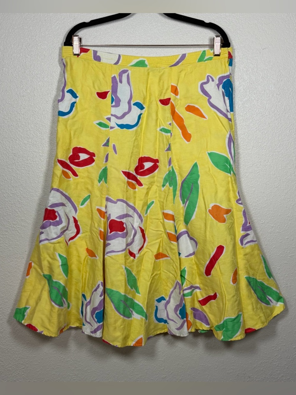 Retro 90s Umi Collection Vibrant Colorful Floral Geometric FitFlare MidiSkirt 8